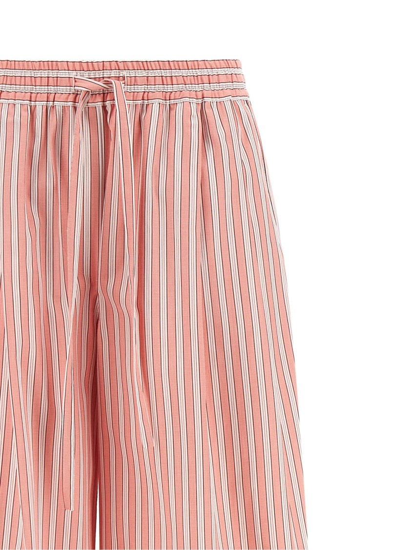Dolce & Gabbana Wide-Leg Striped Poplin Pants With Contrast Piping