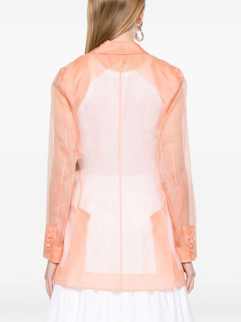 Max Mara Double-Breasted Coral Pink Jacket With Tailored Silhouette