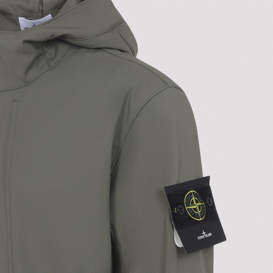 Stone Island Durable Polyester Blend Casual Jacket With Hood And Snap Closure