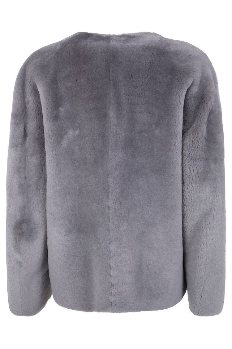 Totême Boxy Lambskin Jacket With Collarless Design