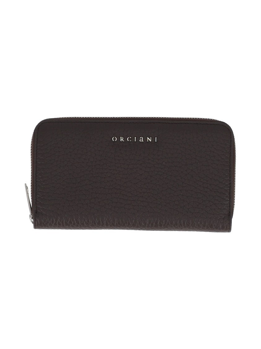 Claudio Orciani Brown Zip Around Soft Textured Calf Leather Wallet