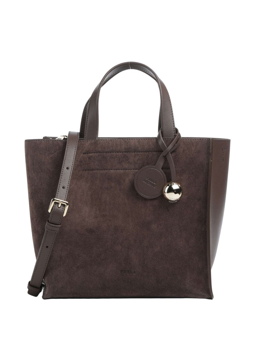 Furla Structured Suede And Leather Tote With Gold-Tone Fittings