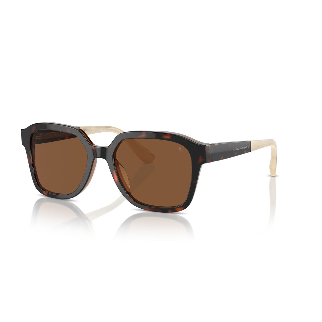 Brunello Cucinelli 0Bc4005s Oversized Tortoiseshell Square Frame Sunglasses