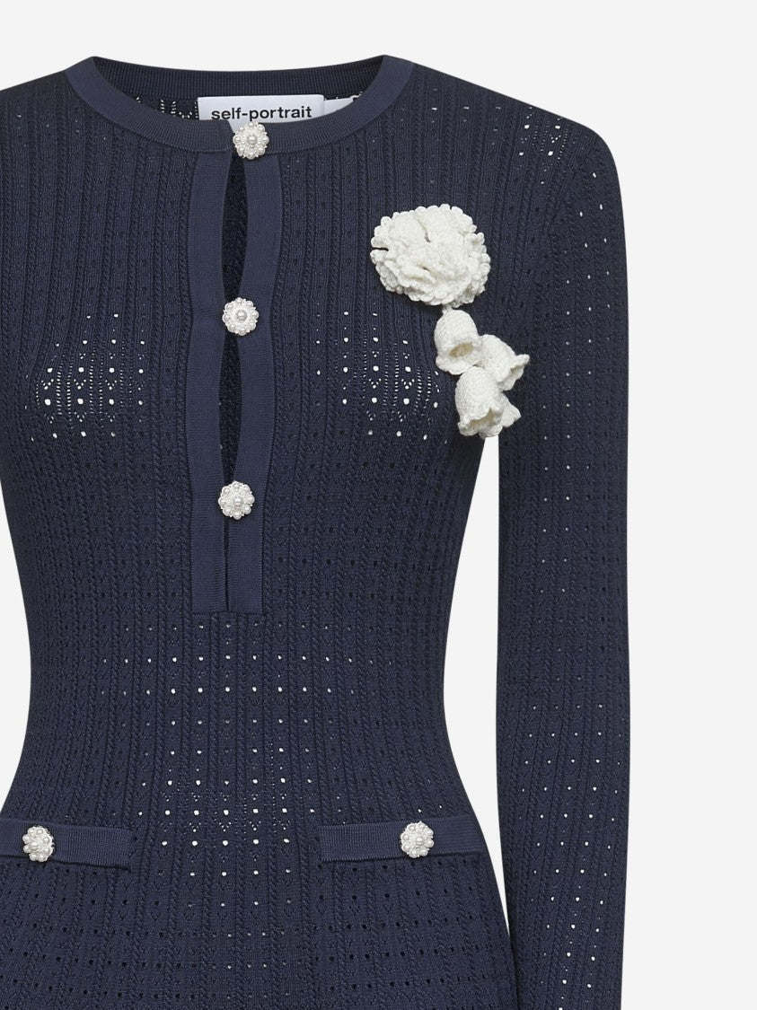 Self-Portrait Stretch Viscose Blend Short Dress