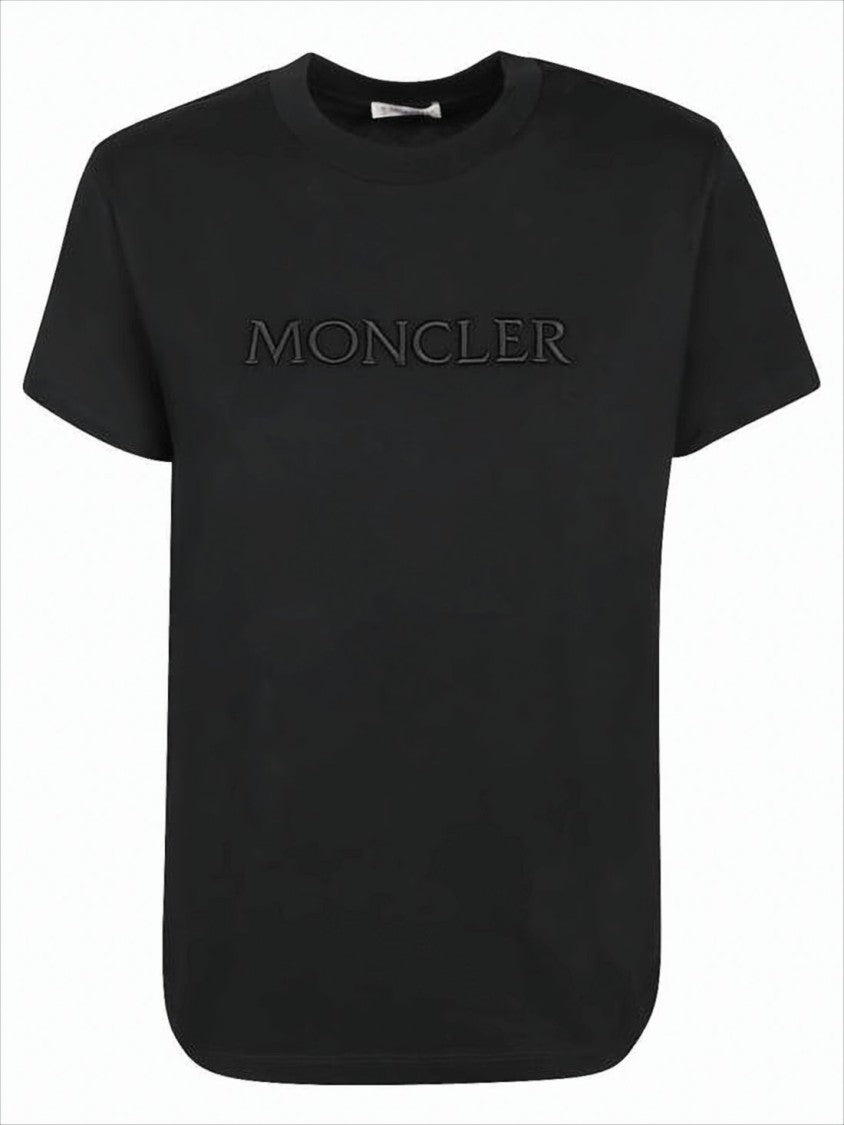 Moncler Black Cotton Short-Sleeved T-Shirt With Tonal Logo