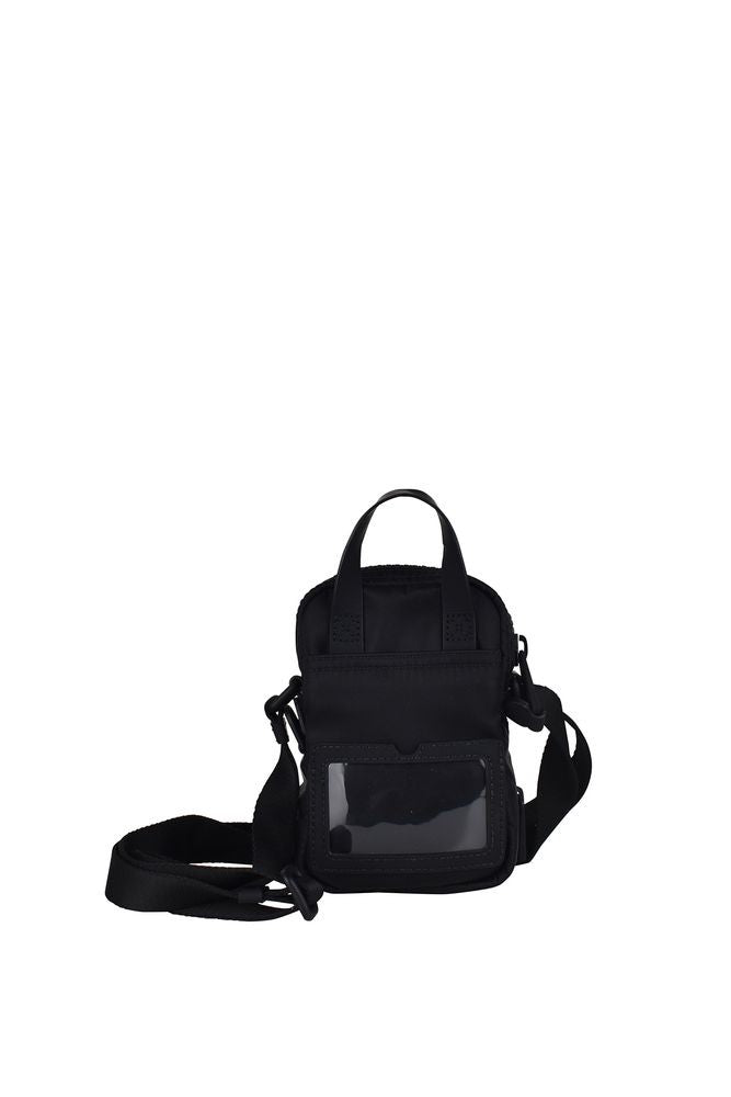 Moschino Compact Black Canvas Satchel With Playful Prints