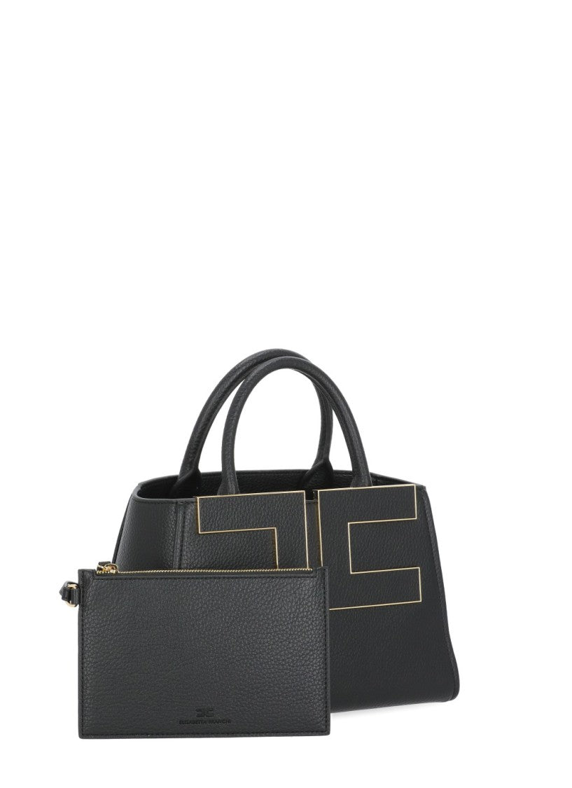 Elisabetta Franchi Leather-Effect Handbag With Gold Logo Detail