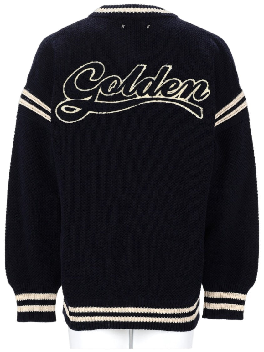 Golden Goose Boxy Sweater With Textured Knit And Contrasting Details