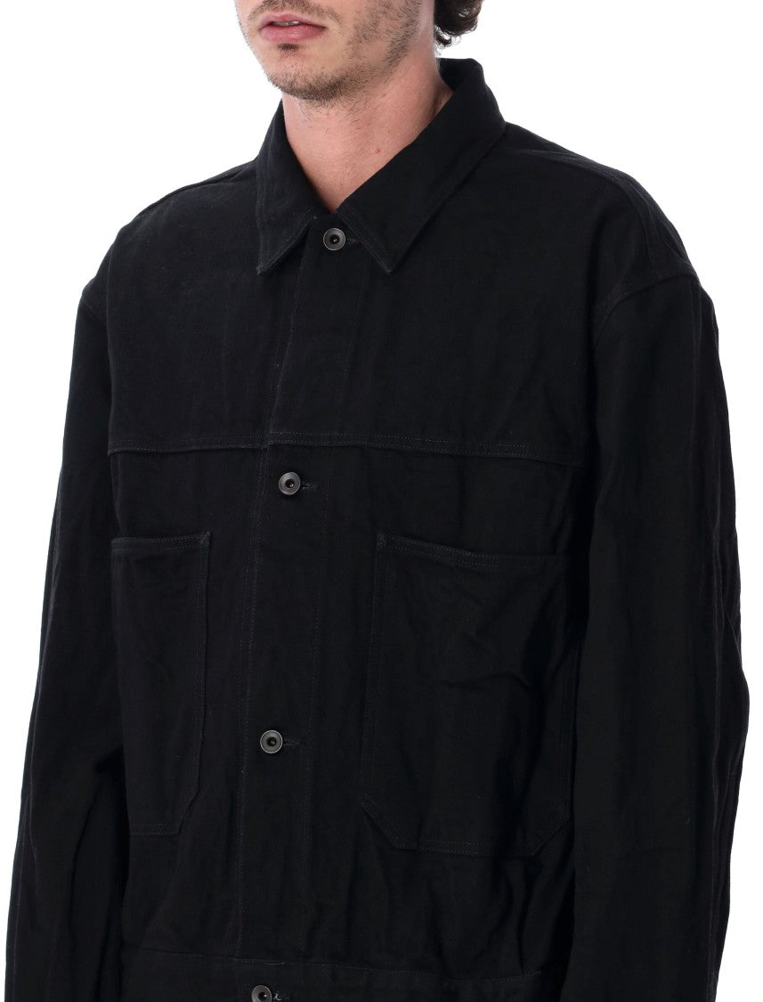 Studio Nicholson Stein Boxy Stropicciato Black Denim Jacket