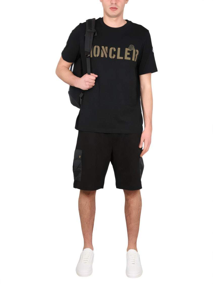 Moncler Relaxed Fit Black Shorts With Elastic Waistband