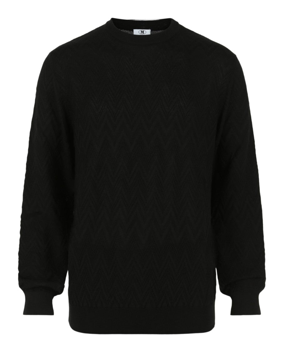 M Missoni Signature Crochet Knit Sweater With Zigzag Pattern
