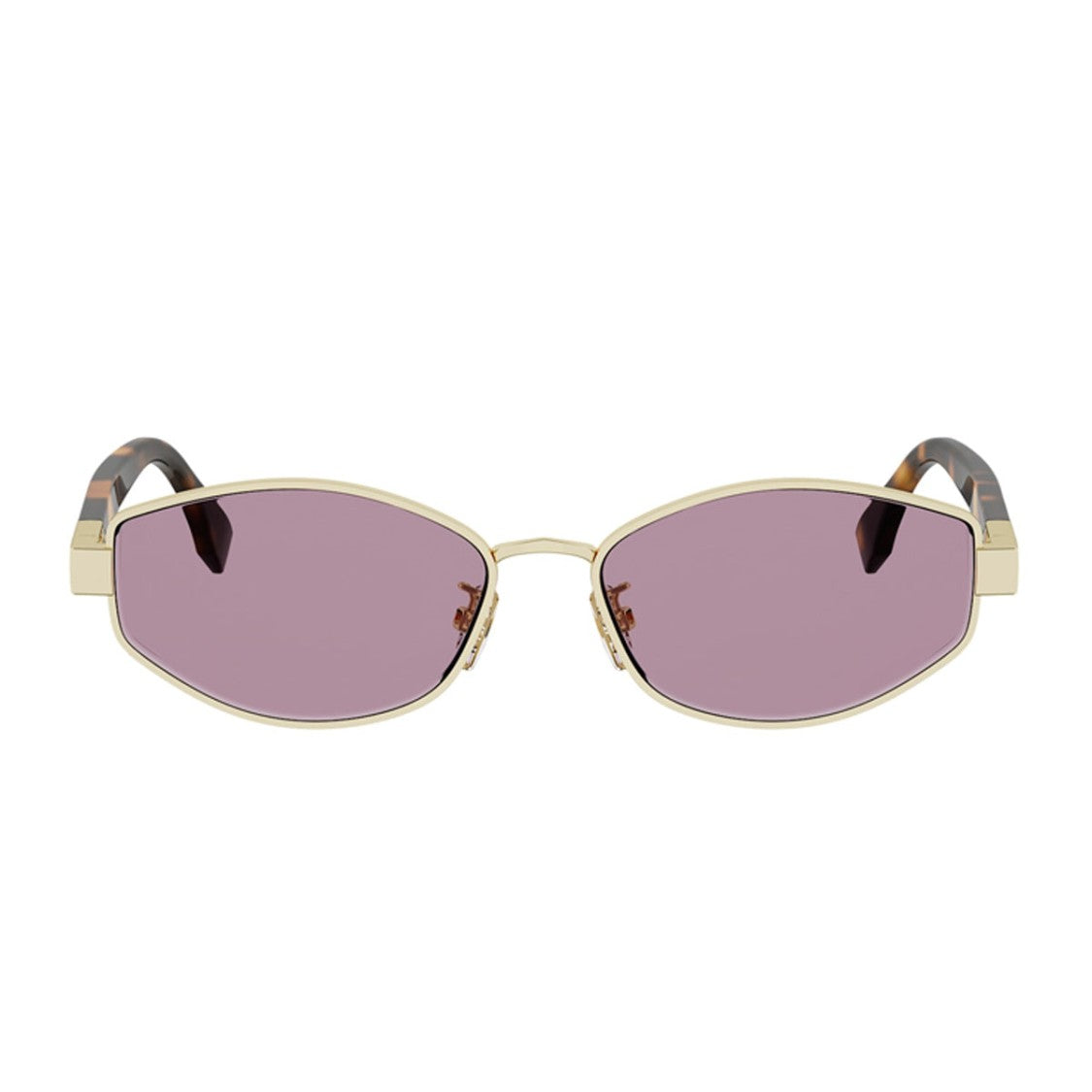 Fendi Gold Tube Fe40216u Geometric Frame Metal Sunglasses