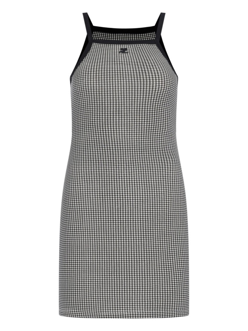 Courrèges Houndstooth Mini Dress In Grey Cotton