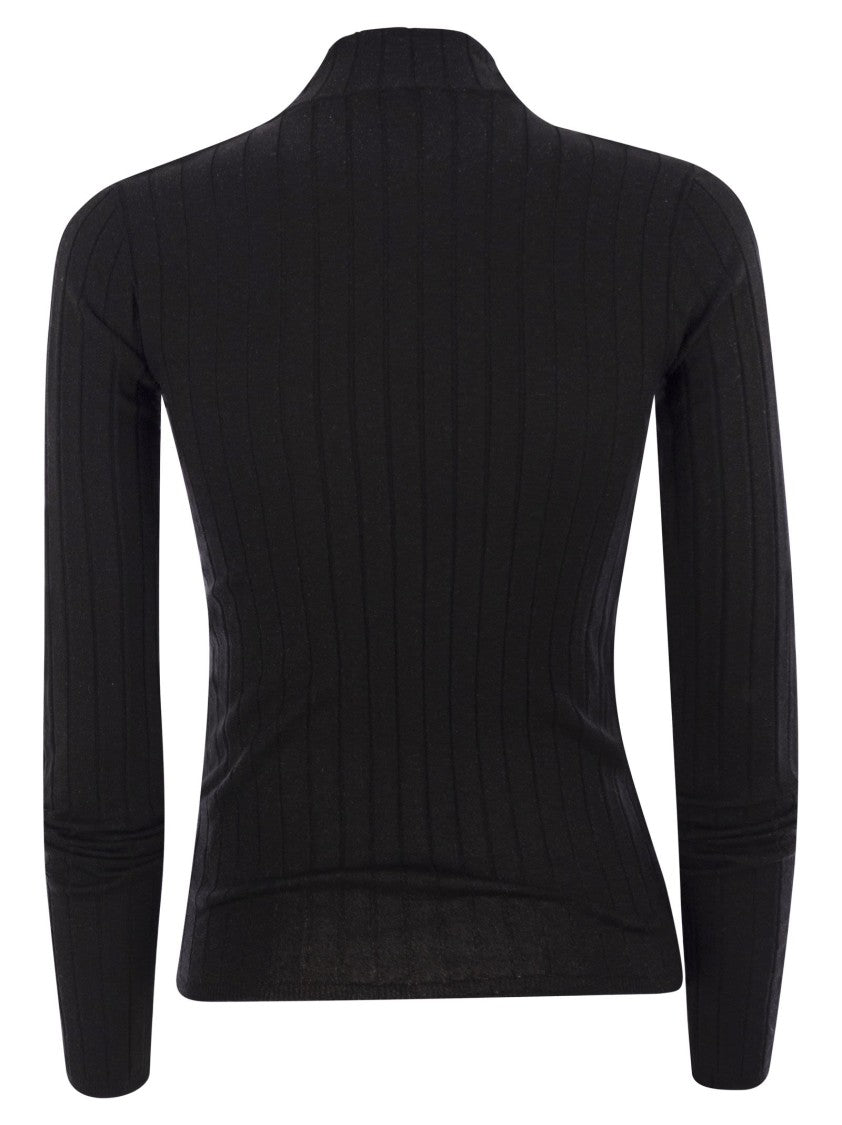 Brunello Cucinelli Lightweight Cashmere And Silk Broad Rib Sweater