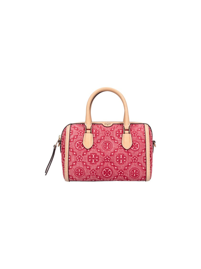 Tory Burch Red Monogram Petite Barrel Bag