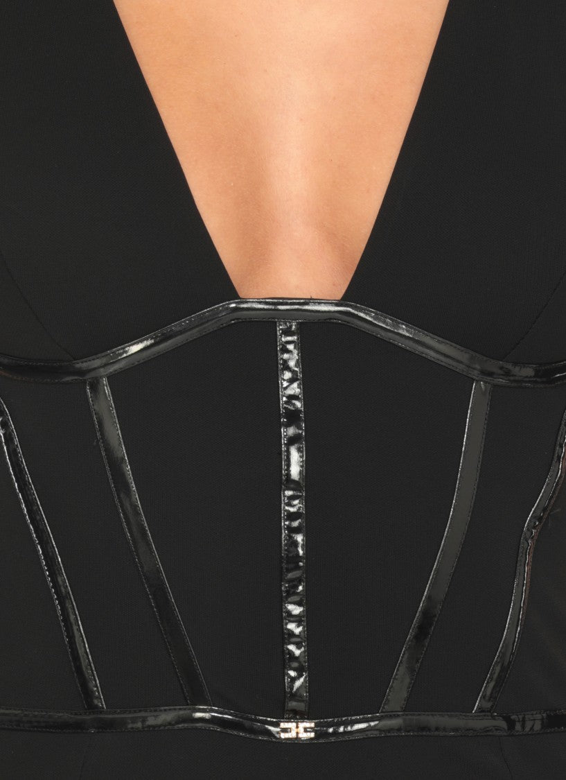 Elisabetta Franchi Viscose Midi Dress With Asymmetrical Hemline