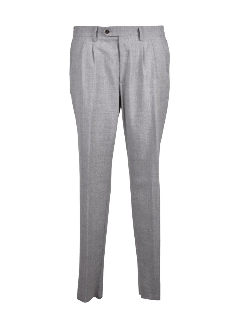 Eleventy Light Grey Double-Breasted Structured Wool Suit