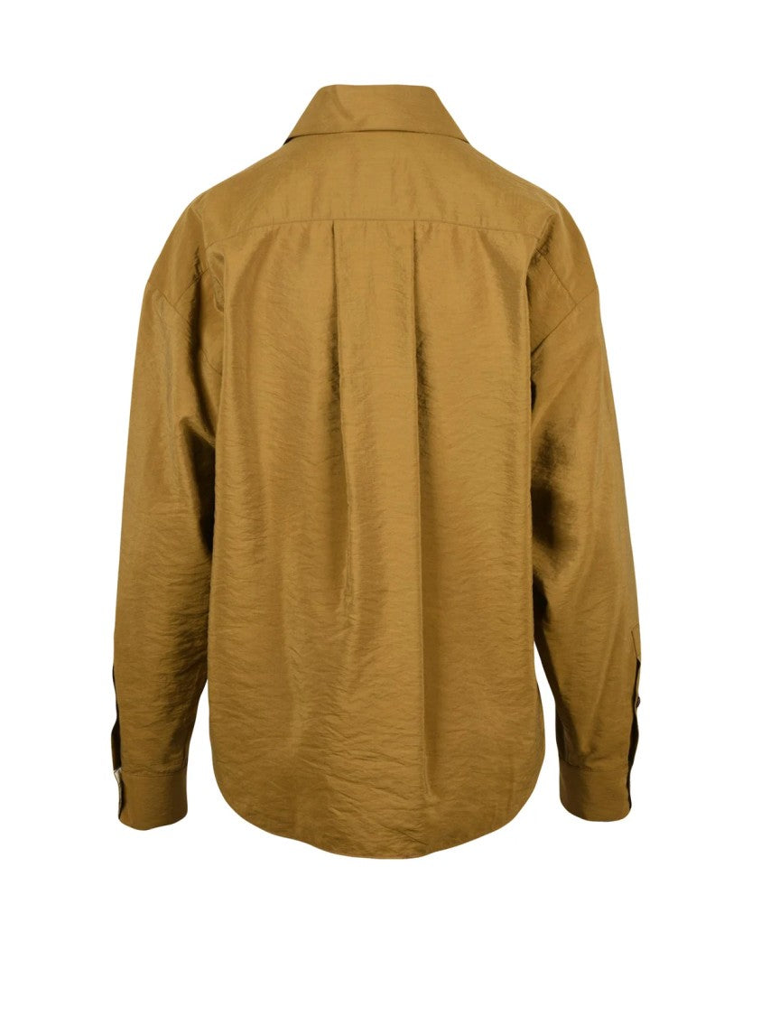 Alysi Khaki Silk-Blend Fluid Shirt