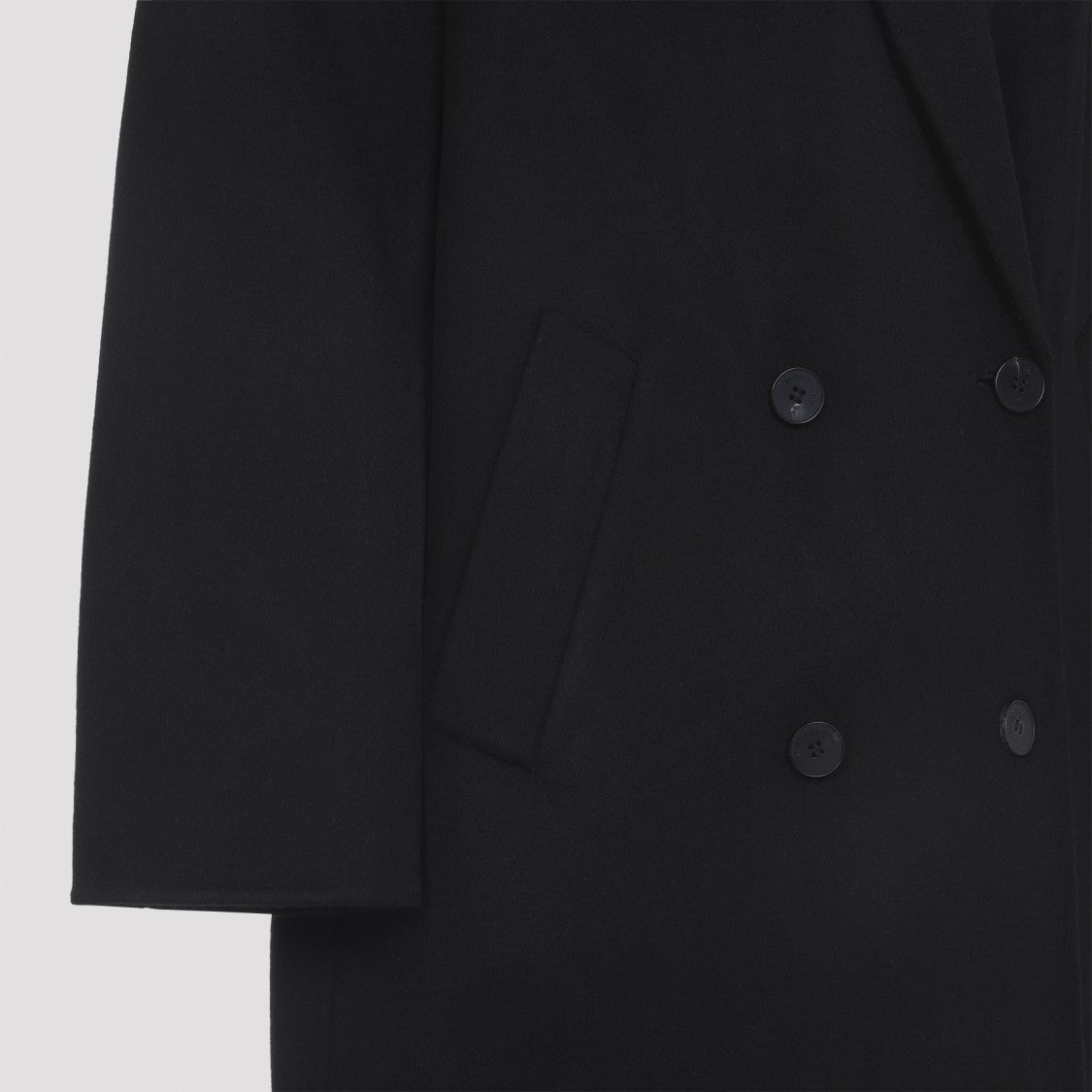 The Frankie Shop Long Double-Breasted Wool Blend Coat With Tailored Silhouette