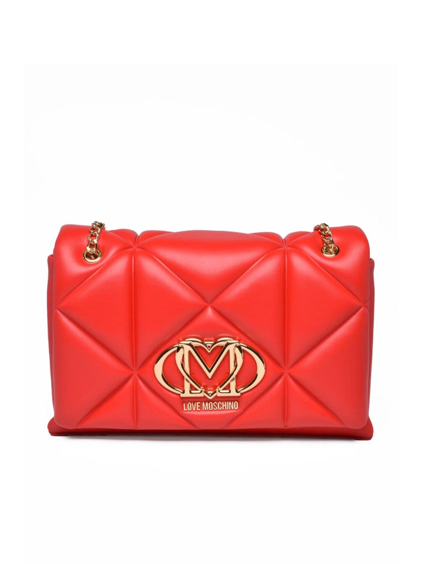 Love Moschino Red Polyurethane Logo Shoulder Bag