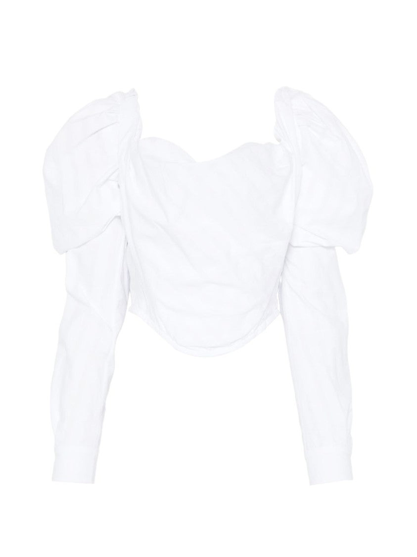 Vivienne Westwood White Sweetheart Neck Puff Sleeve Top