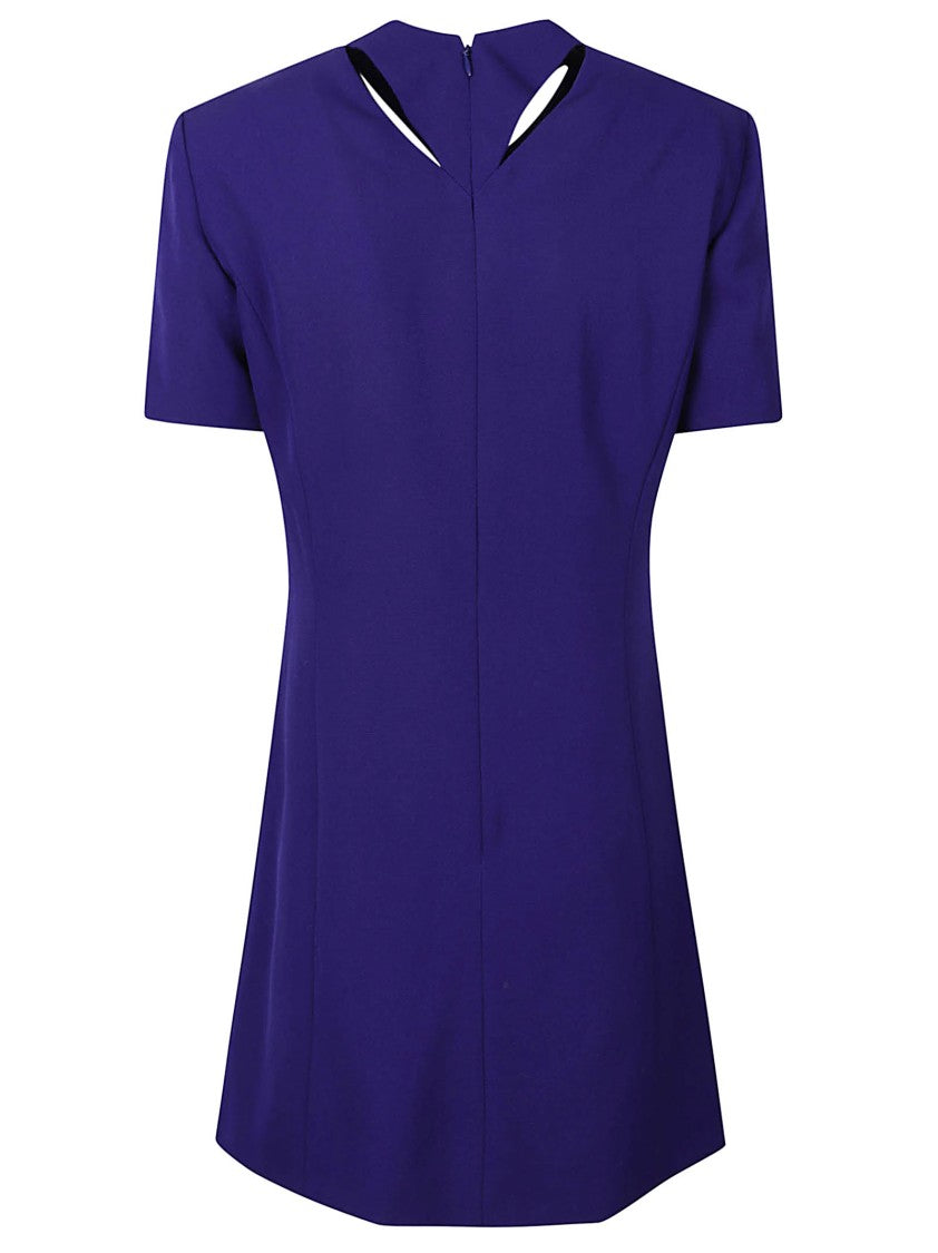 Versace Structured Mini Dress With Keyhole Cutout And Gold Accents