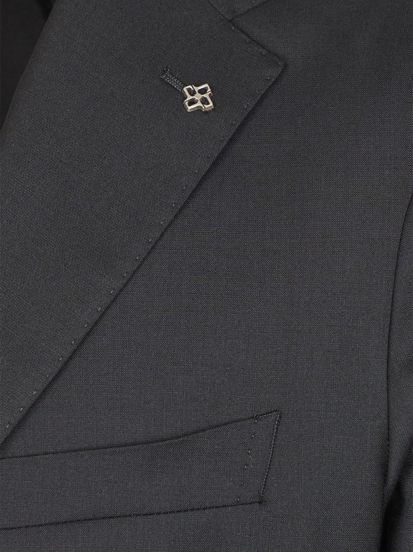 Tagliatore Tailored Virgin Wool Blazer With Metallic Lapel Pin