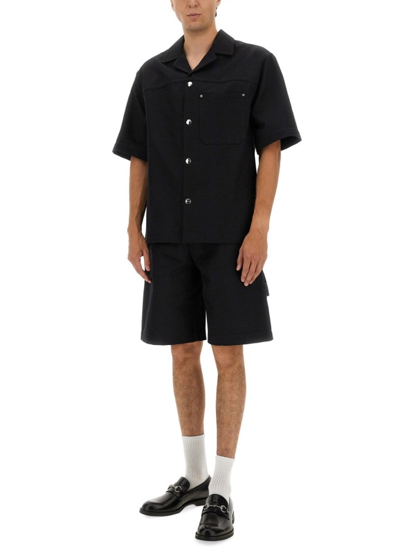 Gucci Gg Black Jacquard Camp Collar Cotton Shirt