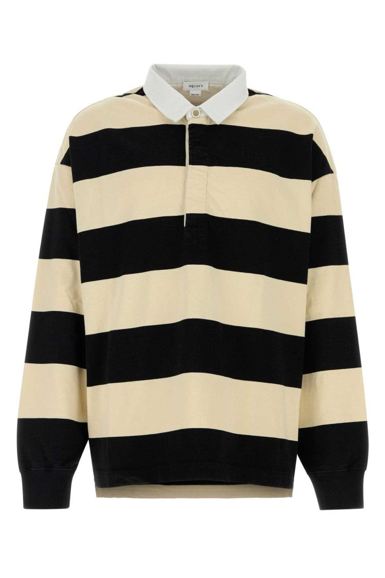 Alexander Mcqueen Embroidered Cotton Oversize Polo Shirt