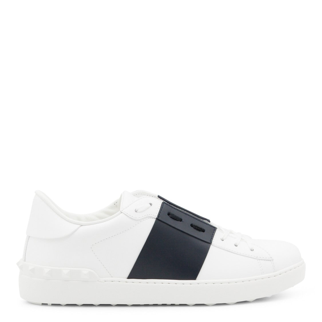 Valentino Garavani White And Blue Leather Open Sneakers