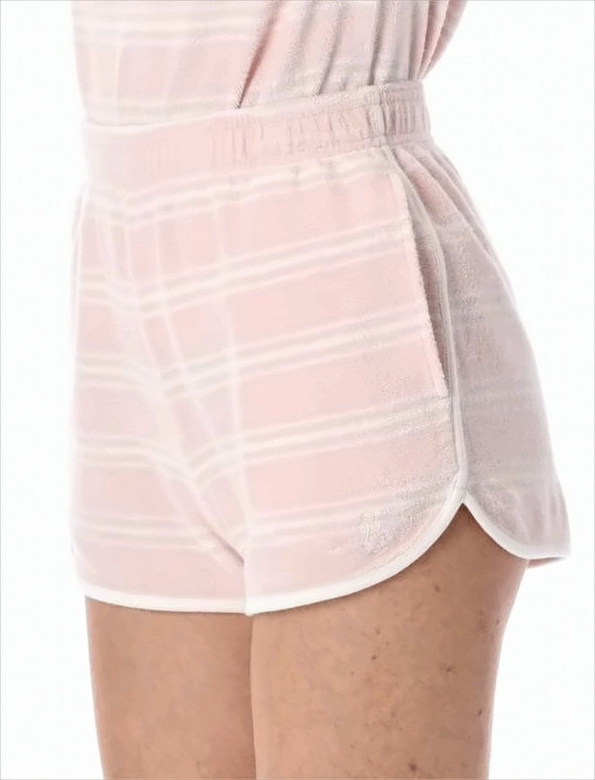 Sporty And Rich Pastel Pink Cotton Shorts With White Stripes