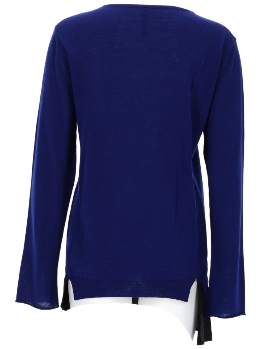 Pier Antonio Gaspari Deep Blue Virgin Wool Asymmetrical Sweater