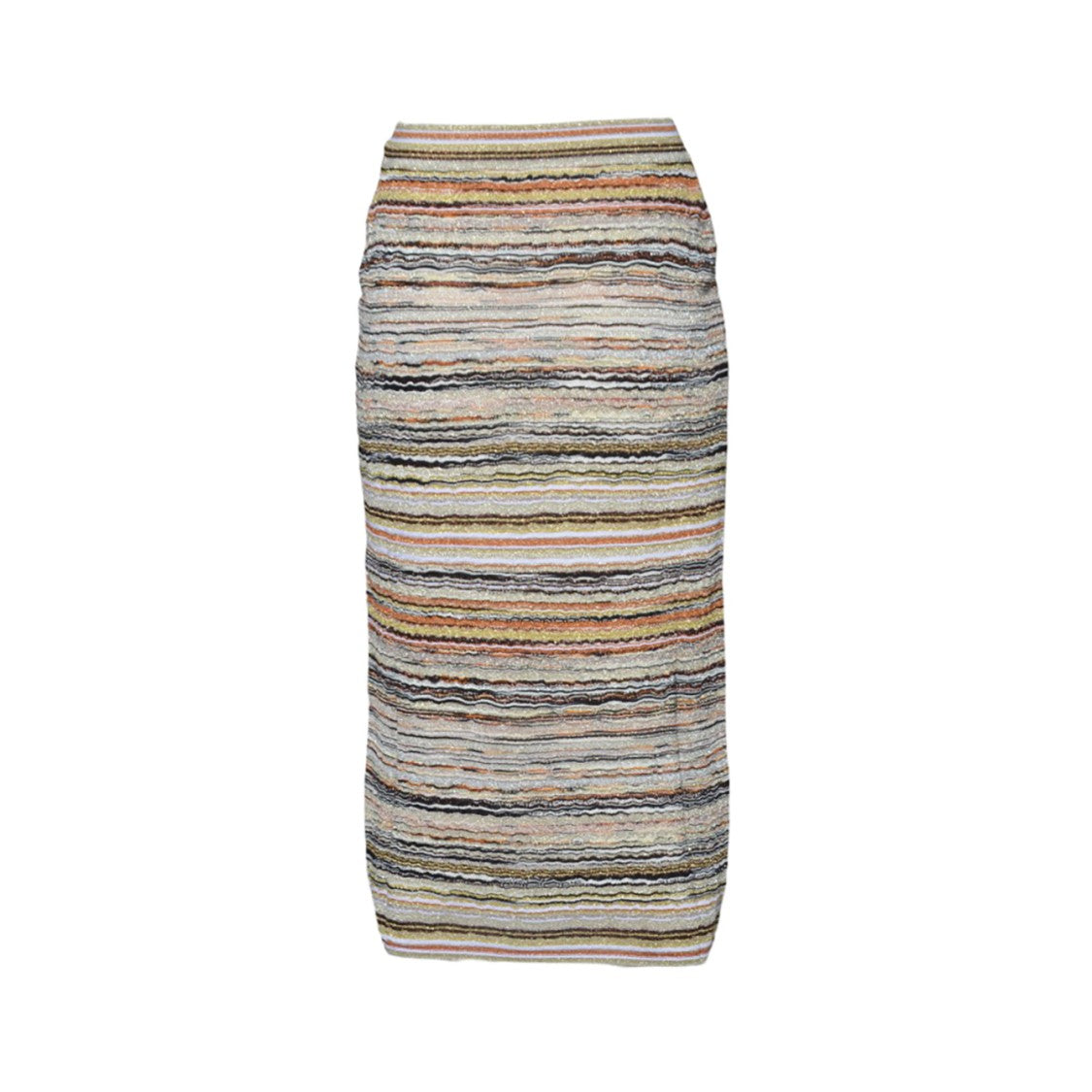 Missoni Orange Lamé Viscose Longuette Skirt