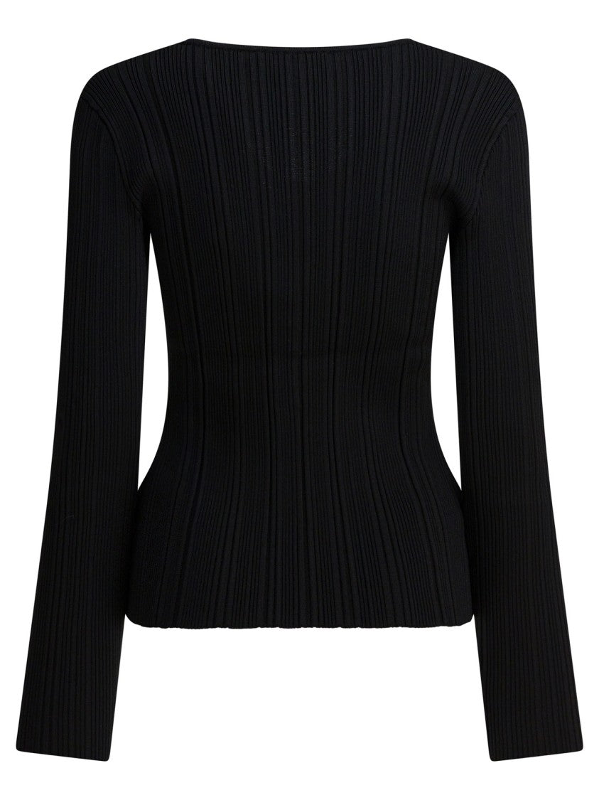 Self-Portrait Fitted Black Top With Lace Insert