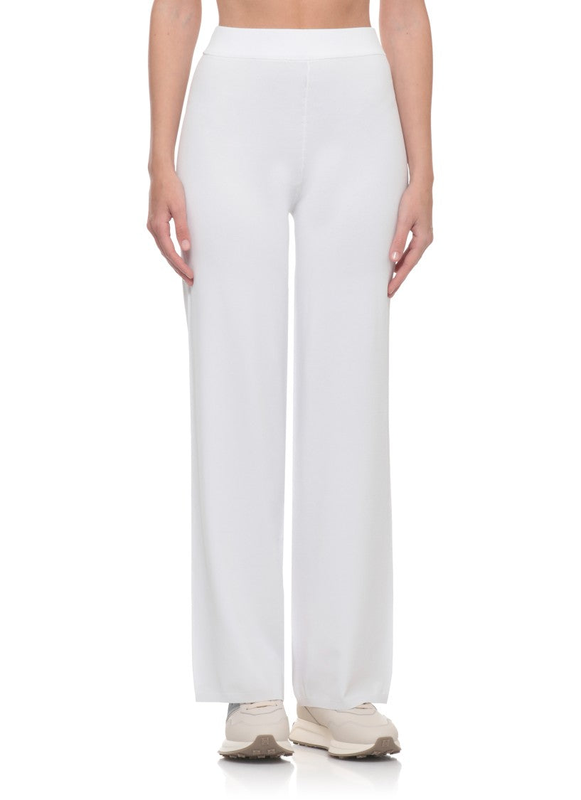 Kangra White Viscose Straight-Leg Pants