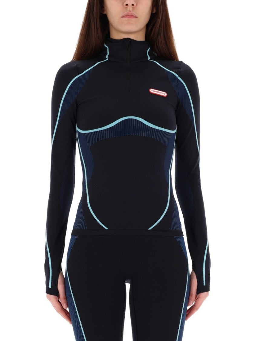 Casablanca Form-Fitting Hooded Shirt With High Collar And Contour Detailing