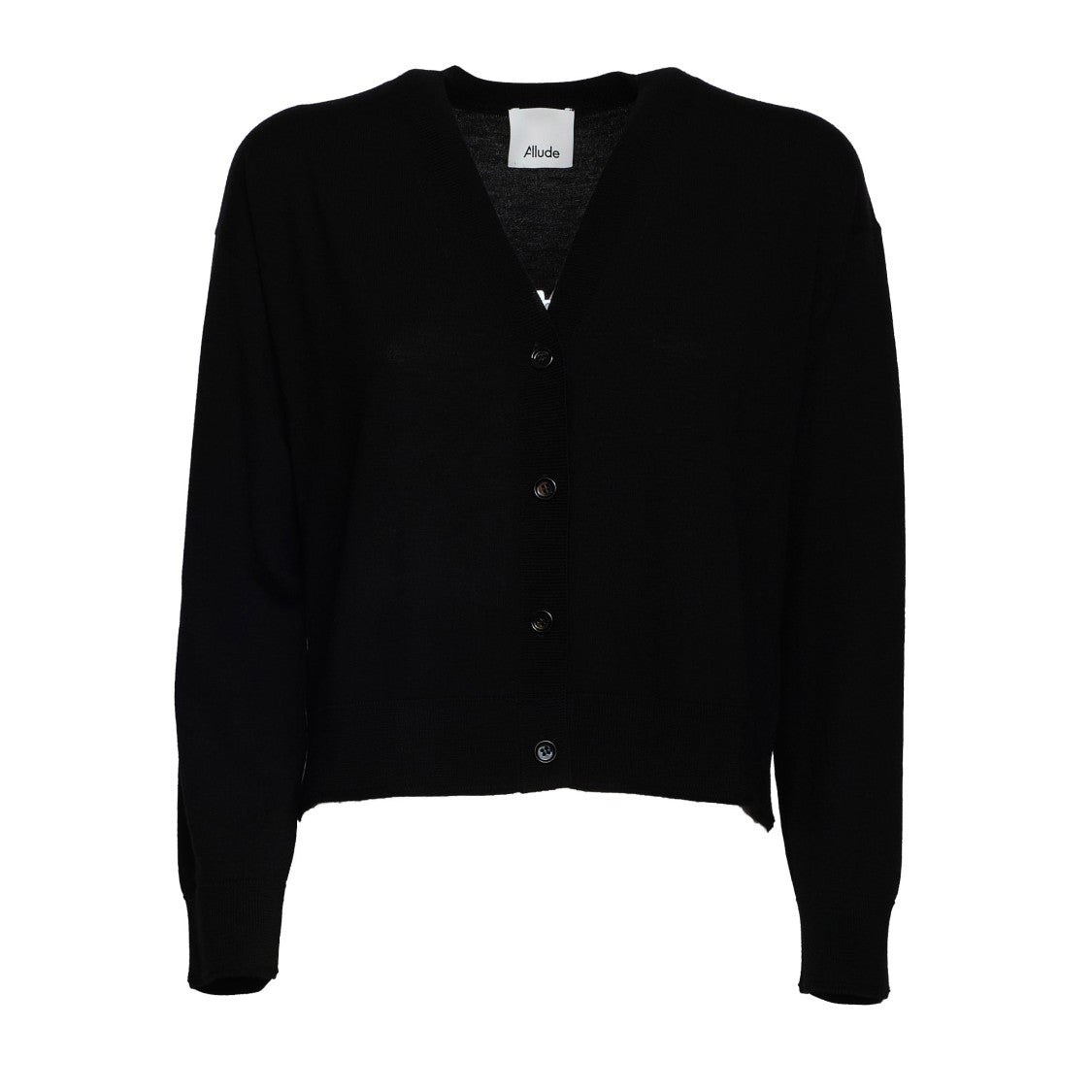 Allude V Neck Ribbed Wool Cardigan