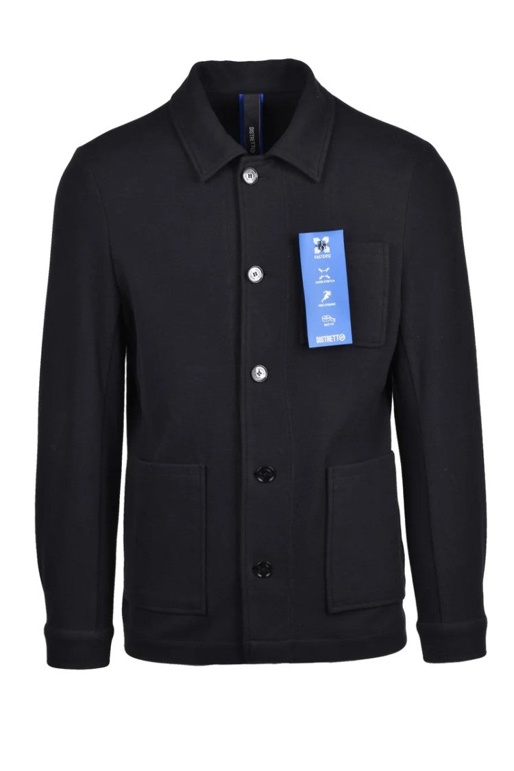 Distretto 12 Classic Black Overcoat With Tailored Design