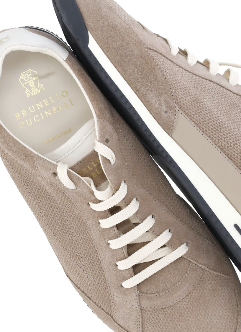 Brunello Cucinelli Brown Suede Leather Sneakers