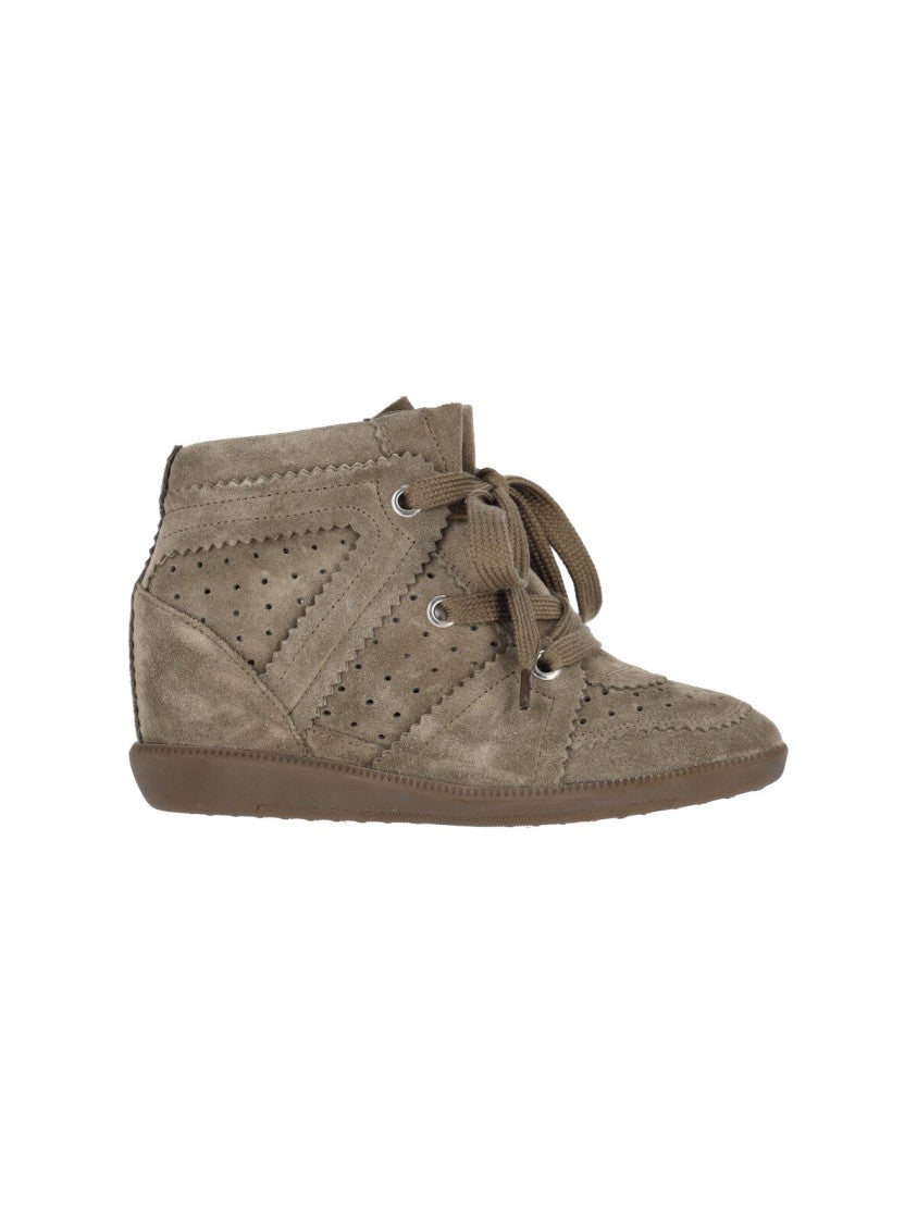 Isabel Marant Taupe Bobbie Suede Wedge Sneakers