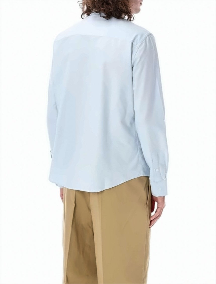 Ami Paris Light Blue Button-Up Shirt With Classic Collar