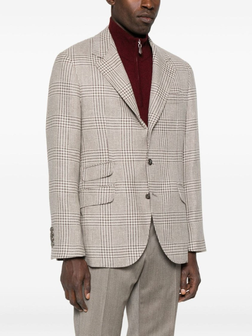 Brunello Cucinelli Checkered Tailored Blazer With Notch Lapels