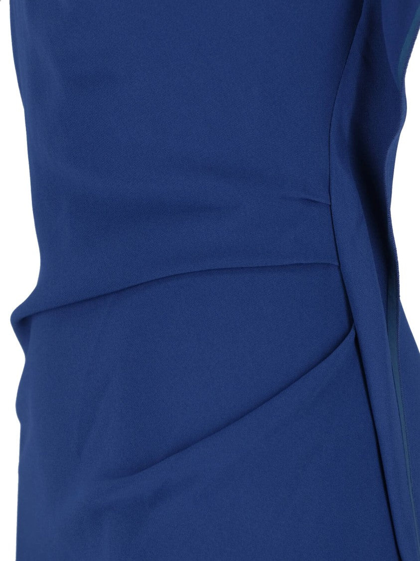 Victoria Beckham Sleek Blue Midi Dress With Structured Silhouette