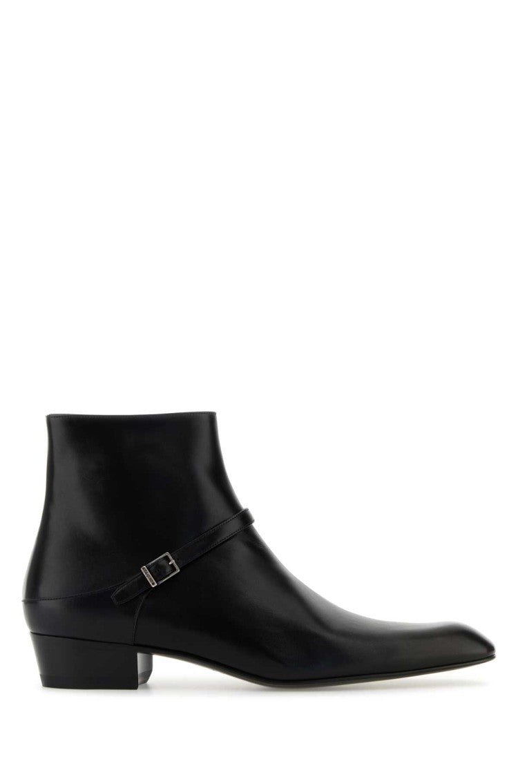 Saint Laurent Black Leather Augustin Ankle Boots