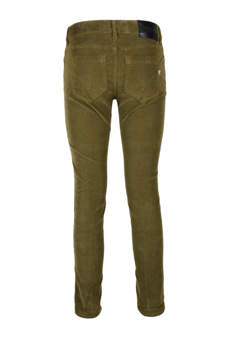 Dondup Monroe Velvet Stretch Trousers - Olive Green