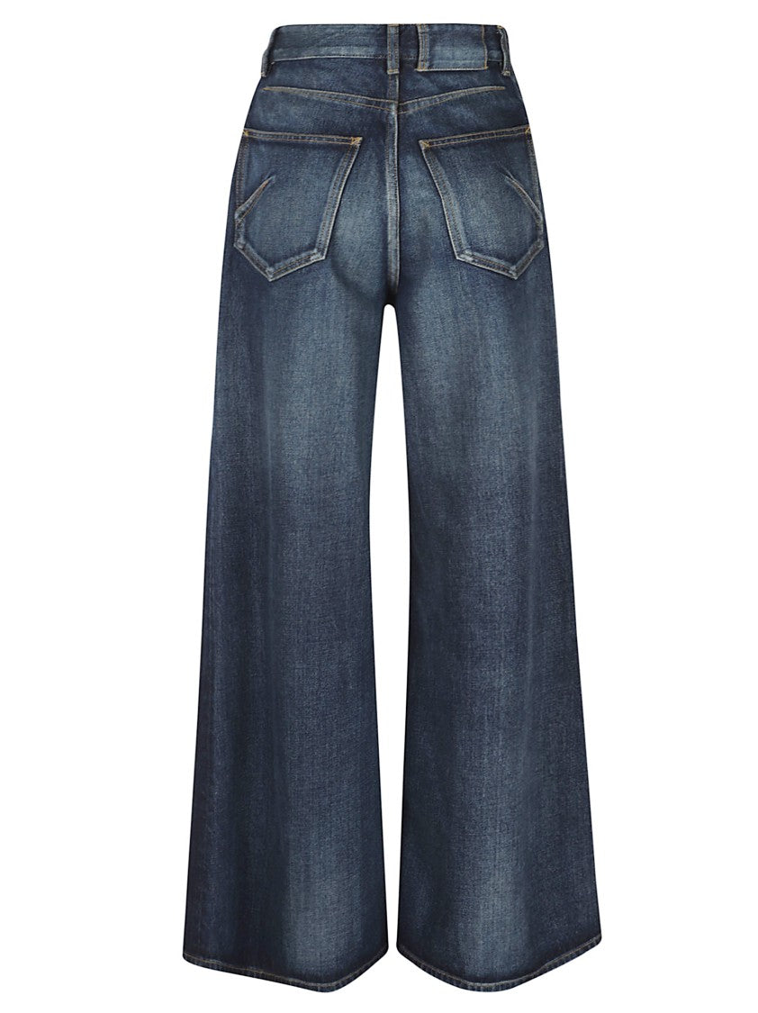 Alaïa Maxi-Length Wide Leg Jeans With Distinctive Back Pinces