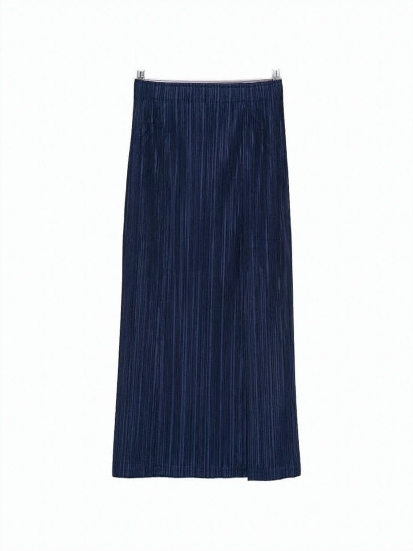 Pleats Please Pleated Midi Skirt With Subtle Texture And Elastic Waistband