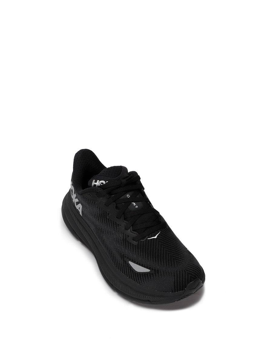 Hoka Streamlined Black Sneakers With Cushioned Sole And Reflective Details