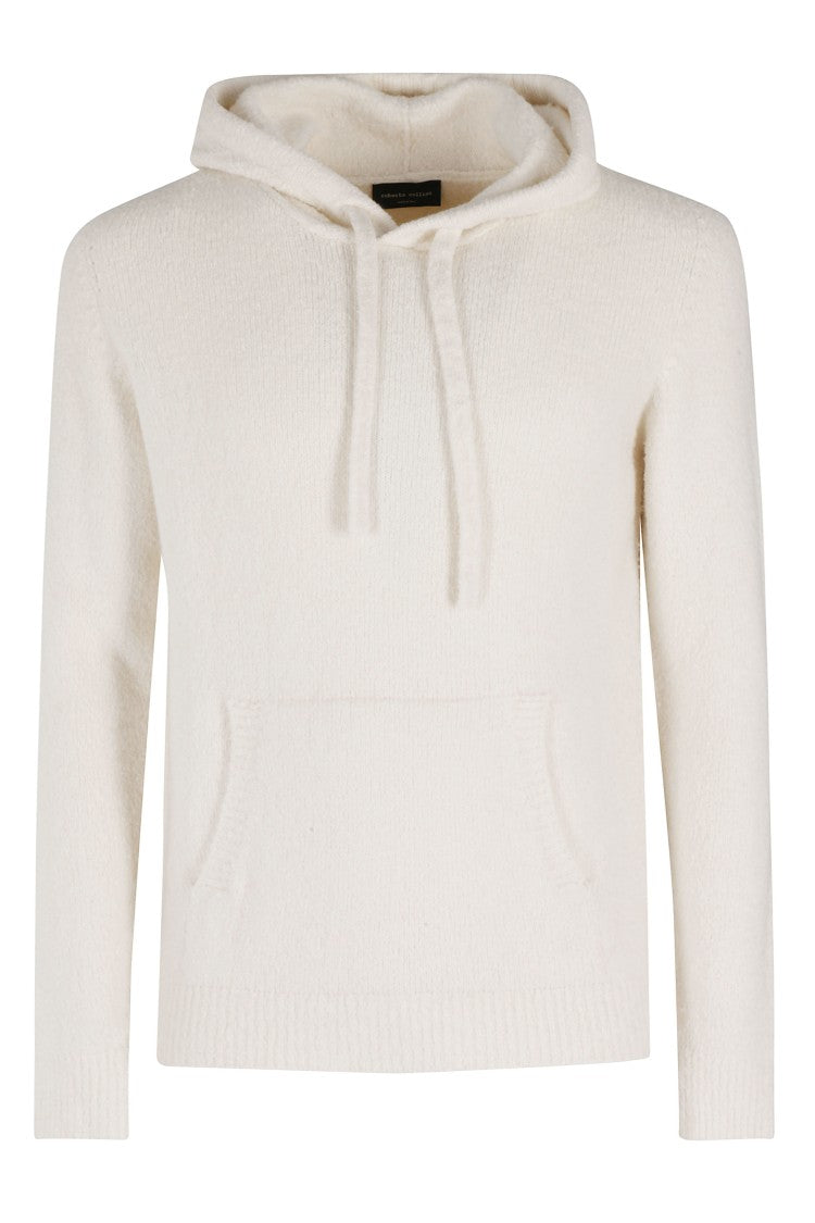 Roberto Collina Ecru Cotton Knit Sweater With Hood