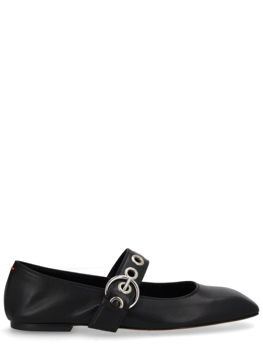 Aeydē Neutrals Uma Mary-Jane Eyelet Strap Flats